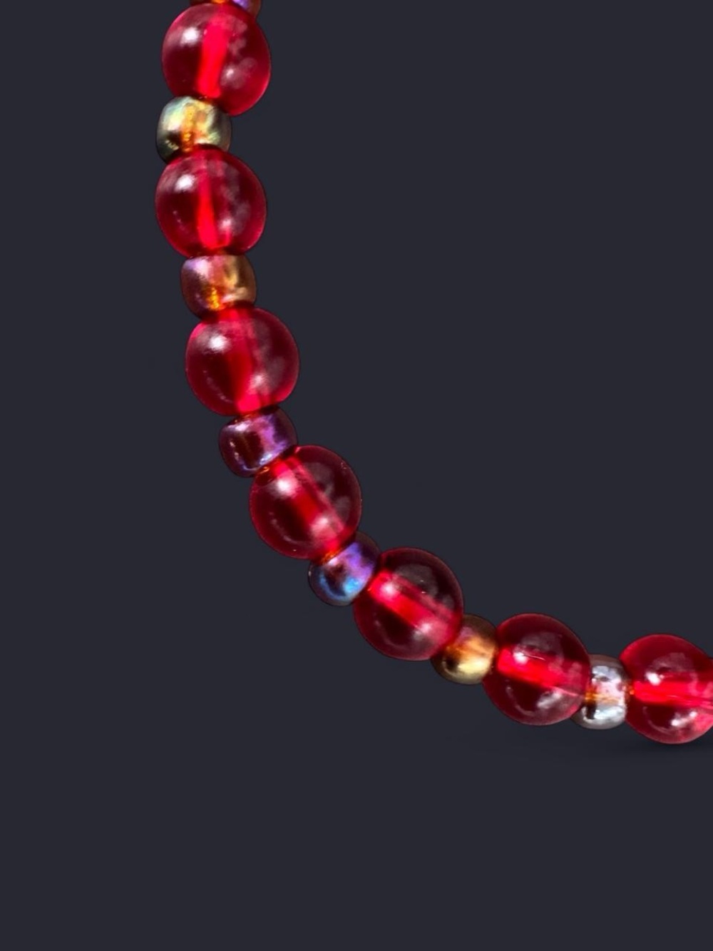 Scarlet Glass Bead Bracelet 6mm - Picture 4 of 4